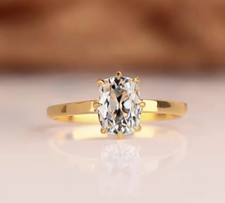 Ancien coussin de mine taillé en bague EF/VVS diamant cultivé en laboratoire ...