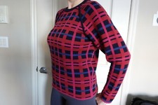 LACOSTE Women’s Checkered Sweater, Size 40 (M-L)