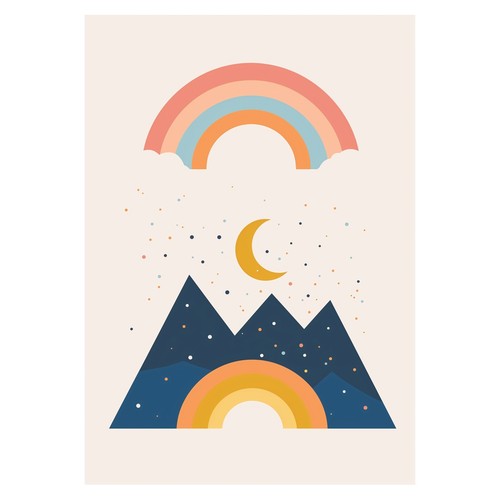 Affiche abstraite arc ciel - affiche,