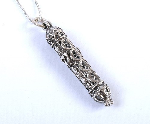 Pendentif mezouza filigrane - mezouza,