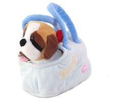 Doudou Peluche chien Saint Bernard Sac bleu os coeur Gipsy 18 cm