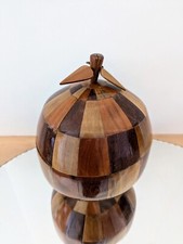 seau à glaçons vintage noix de coco marqueterie bois