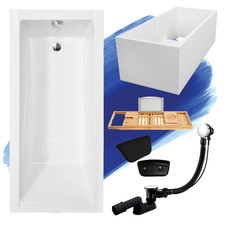 Baignoire rectangulaire MODERNE 160x70 + support de baignoire + tablette de bain