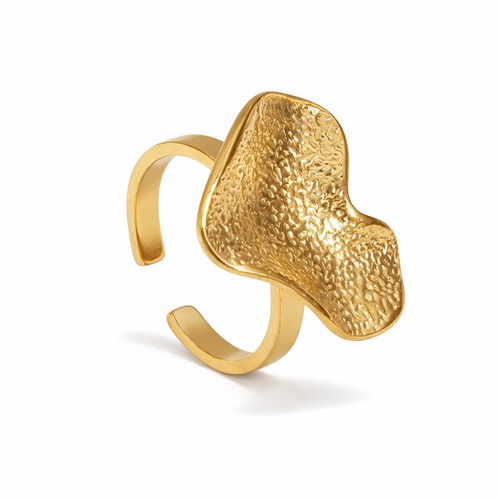 Bague cœur martelé dorée - bague,