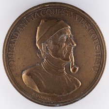 Médaille Commandant Cousteau - La Calypso - Signée par R. Duboc