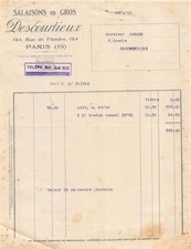 FACTURE  1933 SALAISON EN GROS DESCOURTIEUX A PARIS - M. JAMMAN A GRANDFONTAI
