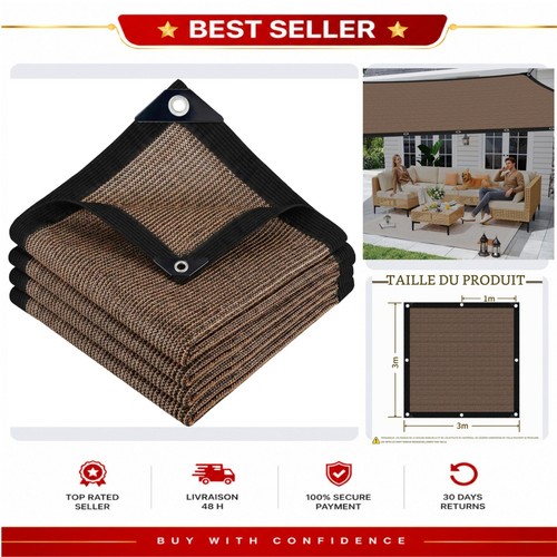Voile ombrage 3x3 marron - m,