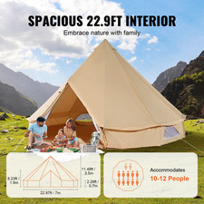 Tente Cloche Toile 4 Saisons 7 M Pour Camping Familial Avec Trou De Poêle
