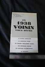 (B5) Catalogue Automobiles VOISIN 1938 Concession Bruxelles