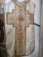 Chasuble Robe  Prêtre  Agneau Pascal  Ancienne  Fil D Or Habits Religieux Curé 