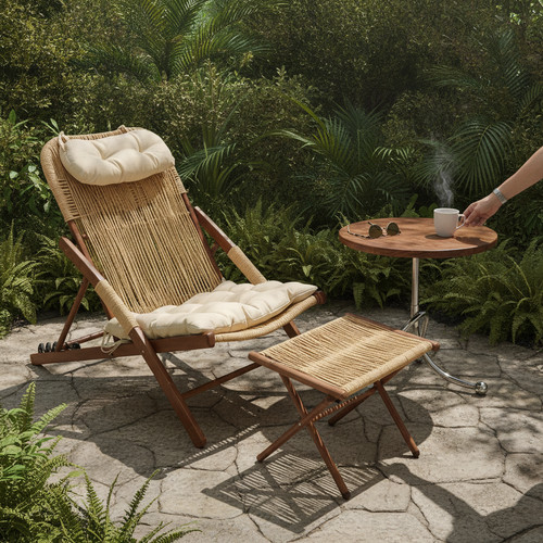 Chaise longue pliante bois - en,