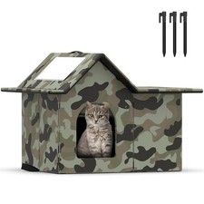 Niche pour Chat Exterieur, Cabane Chat Exterieur Facile à Laver, Résistance à...