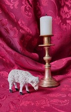 Mouton Devineau 3cm Bougeoir 8,5cm Ancien Creche Noel Poupee Laiton Cuivre