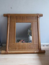 Miroir vintage en bambou et