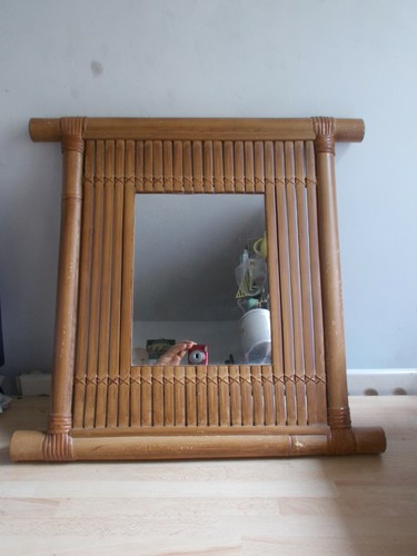 Miroir vintage bambou et - vintage,