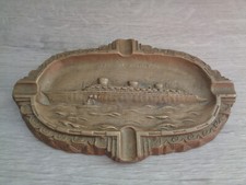 CENDRIER BRONZE  EN RELIEF PAQUEBOT NORMANDIE COMPAGNIE GENERALE TRANSATLANTIQUE