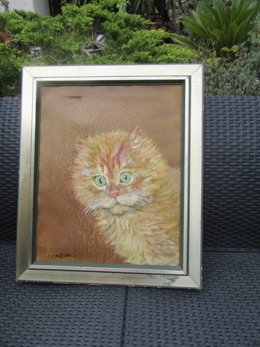 Tableau chat roux huile - tableau, "chat