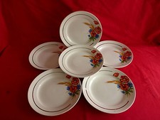6 assiettes plates faïencerie d'onnaing décor bouquet champêtre (2)