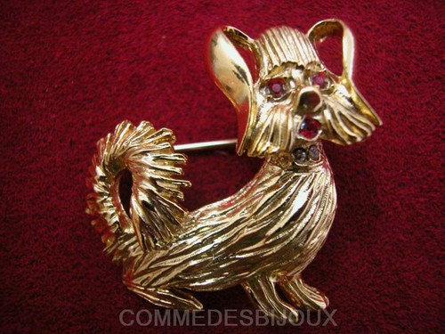 Broche shih tzu dorée chien - "shih, tzu"