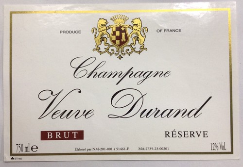 Veuve durand etiquette - durand,