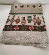 Nappe vintage à décor de poteries stylisées, années 60-70