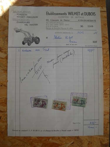 Facture tracteur fordson - facture,