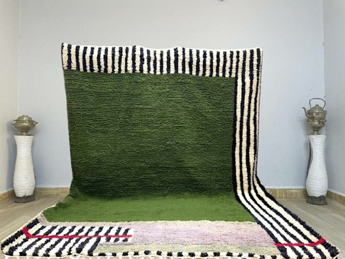 Tapis marocain vert fait - , main