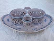 TRES ANCIEN HUILIER VINAIGRIER en FAIENCE AJOUREE XVIIIéme SINCENY ?