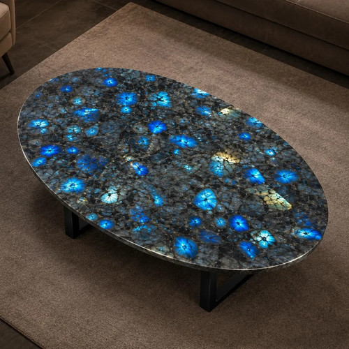 Labradorite oval coffee table - oval,