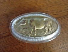 Ancien couvercle de beurrier à décor de vache