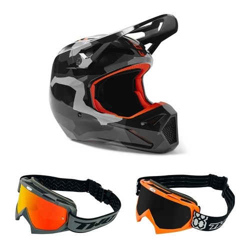 Casque motocross avec lunettes - avec,