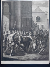 gravure d'après Nicolas Poussin, Claudine Bouzonnet Stella scène biblique rare