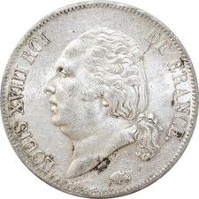 X4751 Rare France 5 Francs Louis XVIII 1823 W Lille Argent Silver -> Make offer
