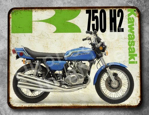 Plaque metal vintage kawasaki - plaque,