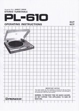 Bedienungsanleitung-Operating Instructions pour Pioneer PL-610