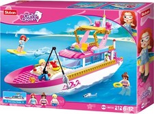 Sluban Yacht de Luxe + Dauphin + Poissons + Canne à Pêche + Surf + 3 Figurines