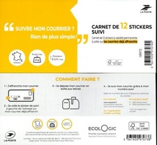 Carnet de 12 étiquettes stickers suivi Courrier France La Poste NEUF / SCELLE