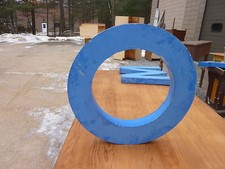 LARGE ANTIQUE c1950-1960's BLUE METAL letter symbol O ~ 24.5" x 24.5" x 2.75"