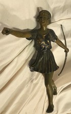 Tres Belle Statuette Art Déco Jeune Fille A L Arc
