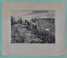 épreuve EAU FORTE pour Georges TURPIN : Marcel ROCHE - LE LABOUR - 1948 gravure