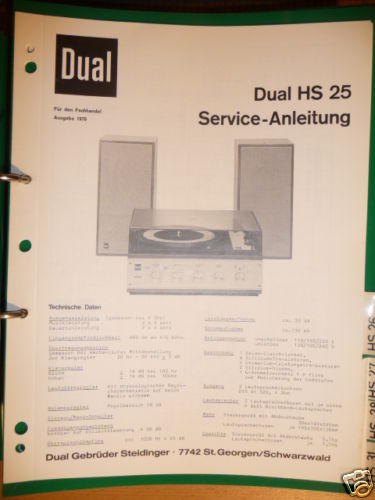 Manuel service dual 25 - dual, hs