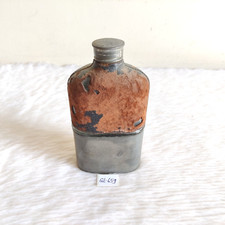 Flasque À Hip Vintage En Cuir Métal Bouteille De Liqueur En Verre GL659