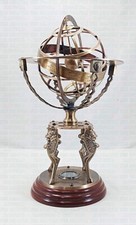 Globe du monde sphère armillaire en laiton gravé au lion - objet de décoratio...