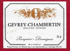 86/106 Etiquette BOURGOGNE GEVREY-CHAMBERTIN Pasquier-Desvignes Négoc. St Lager