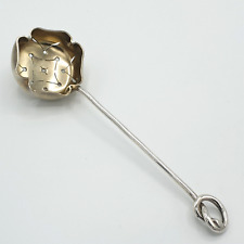 Antique Petite Cuillère Saupoudreuse Argent Massif Vermeil Bon État Collection