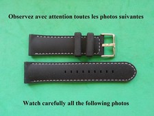 24 mm SOLIDE BRACELET DE MONTRE GOMME SILICONE NAUTIC RALLYE NOIR COUSU BLANC