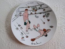 7. LE KNOCK OUT Assiette LA BOXE F.M. made France illustrateur Charles Genty