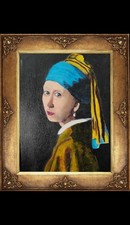 tableau  huile sur Toile 24/30cm D Après Vermeer