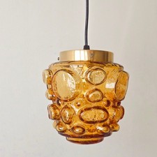 LUSTRE SUSPENSION VINTAGE DANOIS SCANDINAVE 1960 VITRIKA EN VERRE ORANGE 60S