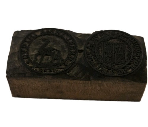 Ancien tampon double bois - , &